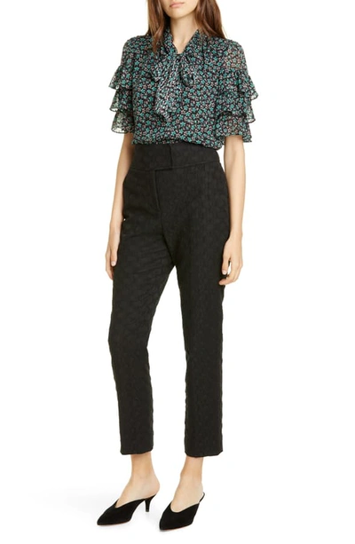 Shop Rebecca Taylor High Waist Jacquard Pants In Black