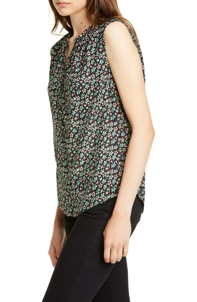 Shop Rebecca Taylor Louisa Floral Print Sleeveless Top In Black Combo