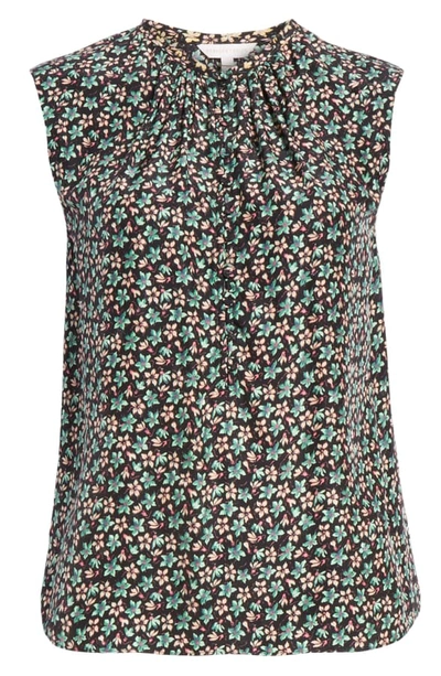 Shop Rebecca Taylor Louisa Floral Print Sleeveless Top In Black Combo