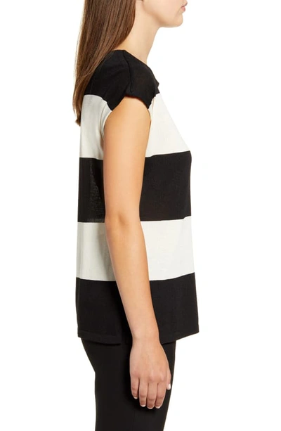 Shop Anne Klein Stripe Sweater In Anne Black/ Anne White