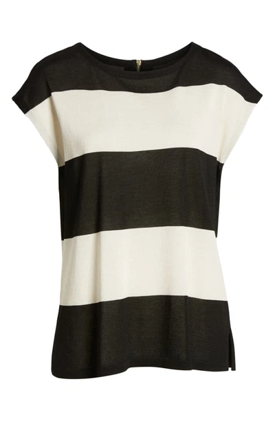 Shop Anne Klein Stripe Sweater In Anne Black/ Anne White