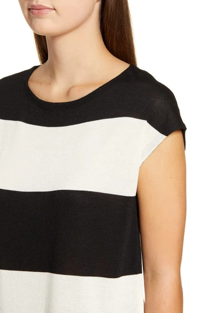 Shop Anne Klein Stripe Sweater In Anne Black/ Anne White