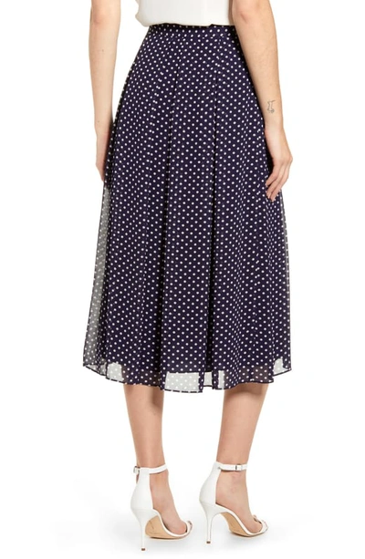Shop Anne Klein Dot Box Pleat Skirt In Eclipse/ Anne White