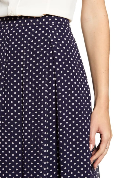Shop Anne Klein Dot Box Pleat Skirt In Eclipse/ Anne White