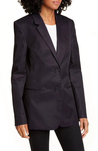 Shop Helmut Lang Resin Cotton Twill Blazer In Ink