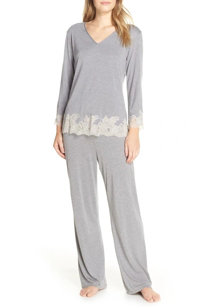 Shop Natori Luxe Shangri-la Pajamas In Ht Grey/ Cocoon