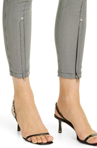 Shop Alexander Wang Zip Hem Houndstooth Legging Pants In Blk/ Wht Houndstooth