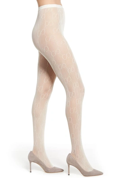 Shop Gucci Supreme Logo Tights In Ivory