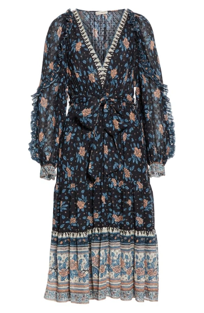 Shop Ulla Johnson Romilly Silk Blend Jacquard Midi Dress In Noir