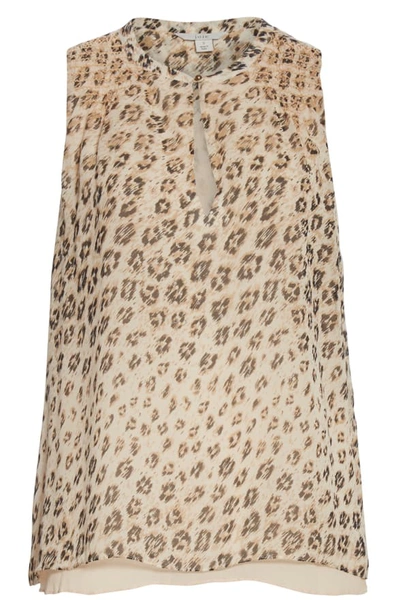 Shop Joie Corie Leopard Print Sleeveless Silk Top In Cappuccino