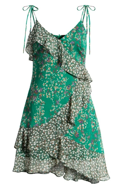 Shop Astr Mix Print Tie Shoulder Sundress In Green Floral Mix