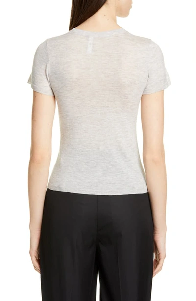 Shop Vince Short Sleeve Wool & Cashmere Blend Sweater In Heather Grey