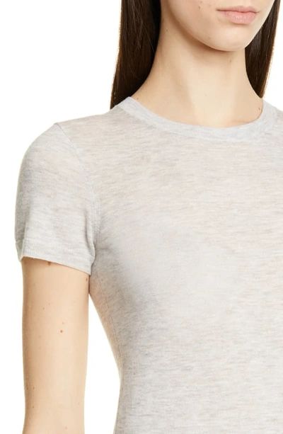 Shop Vince Short Sleeve Wool & Cashmere Blend Sweater In Heather Grey