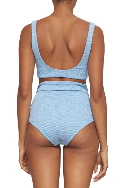 Shop Mara Hoffman Lira Check Bikini Top In White Blue