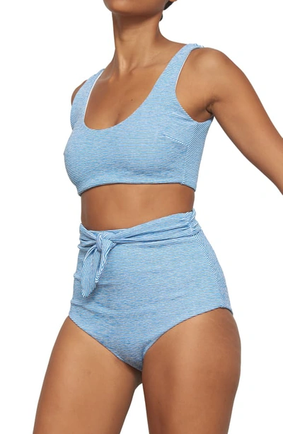 Shop Mara Hoffman Lira Check Bikini Top In White Blue