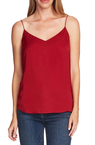 Shop Vince Camuto Lace Up Back Rumpled Satin Camisole In Brick Stone