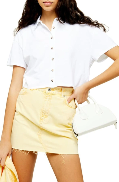 Shop Topshop Boxy Button Through Polo Shirt In White