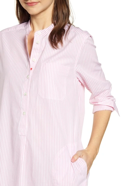 Shop Alex Mill Fine Stripe Popover Shirtdress In Pink/ White