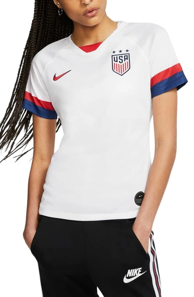Shop Nike Soccer Jersey In White/ Blue Void/ Red