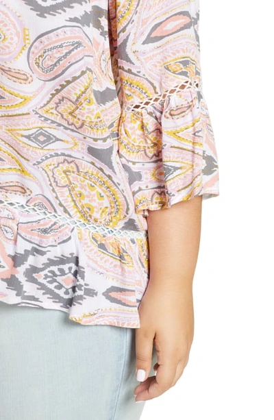 Shop Single Thread Crochet Detail Ruffle Hem Top In Peach Amber Jess Paisley