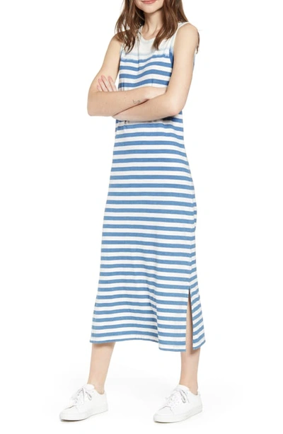 Shop Current Elliott Perfect Muscle Tee Stripe Dress In Blue Stripe Wit