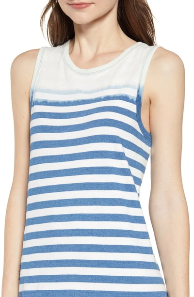 Shop Current Elliott Perfect Muscle Tee Stripe Dress In Blue Stripe Wit