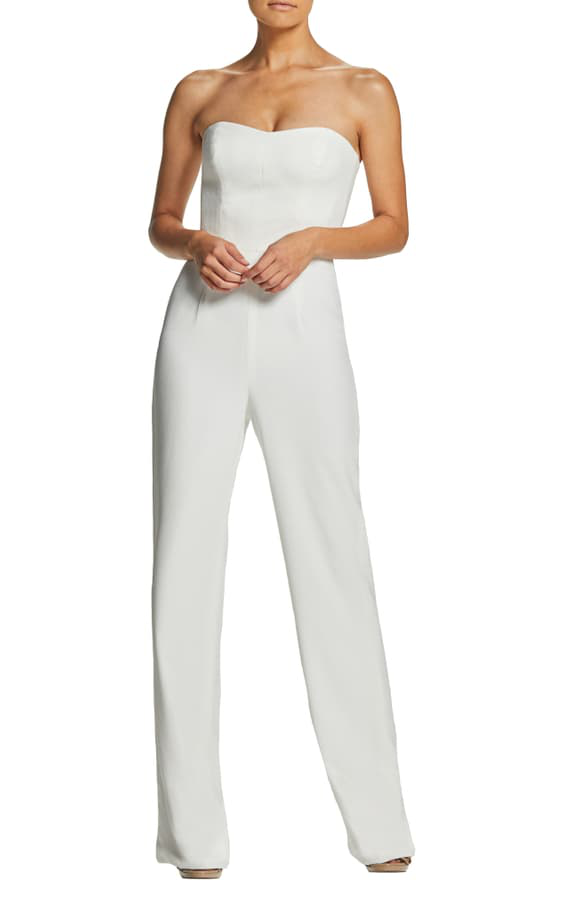 dress the population jumpsuit white