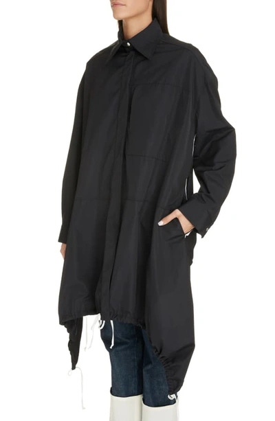 Shop Loewe Asymmetrical Drawstring Jacket In Black/ White