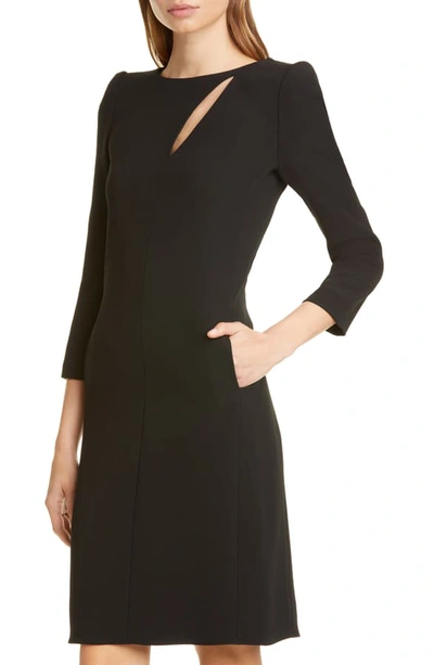 Shop Emporio Armani Slit Detail Cady Dress In Black
