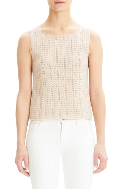 Shop Theory Crochet Sleeveless Cotton Blend Sweater In Pale Blush