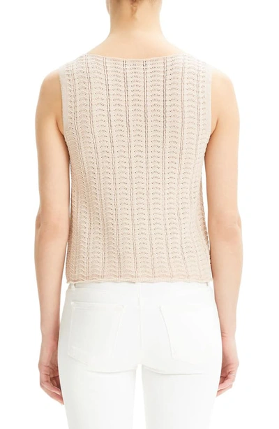 Shop Theory Crochet Sleeveless Cotton Blend Sweater In Pale Blush