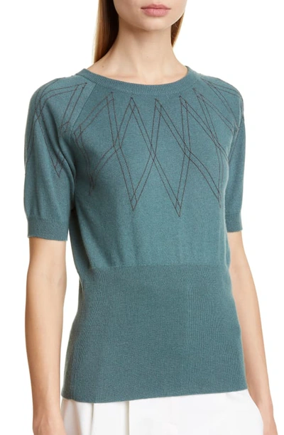 Shop Brunello Cucinelli Monili Argyle Cashmere Sweater In Jasper