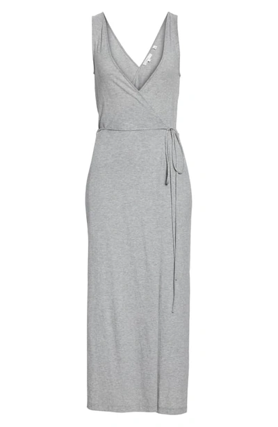 Shop Vince Sleeveless Wrap Midi Dress In Medium Heather Grey