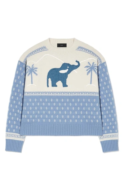 Shop Alanui Sequin Elephant Jacquard Sweater In Cove Light