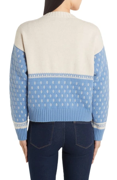 Shop Alanui Sequin Elephant Jacquard Sweater In Cove Light