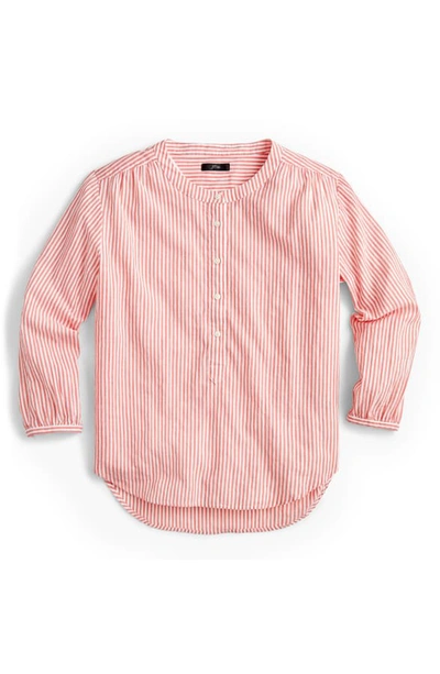Shop Jcrew Stripe Crinkle Pullover In Bright Cerise