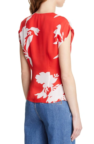 Shop Joie Bosko Floral Silk Top In Tropic Red