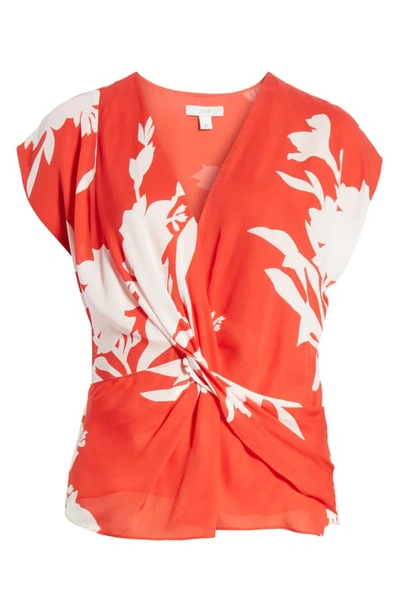 Shop Joie Bosko Floral Silk Top In Tropic Red