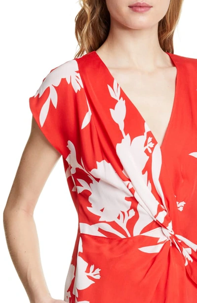 Shop Joie Bosko Floral Silk Top In Tropic Red