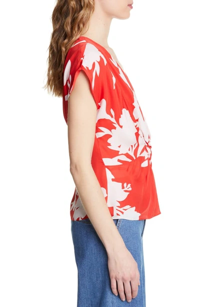 Shop Joie Bosko Floral Silk Top In Tropic Red