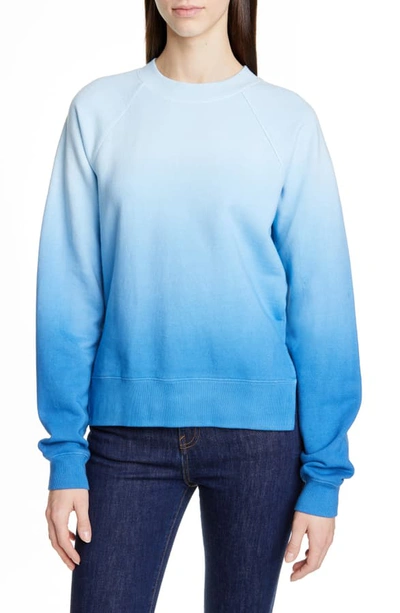 Shop Proenza Schouler Slit Hem Ombre Sweatshirt In Blue Tie Dye