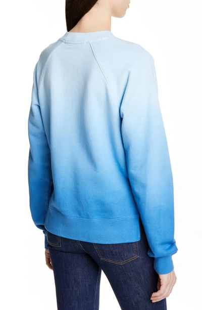 Shop Proenza Schouler Slit Hem Ombre Sweatshirt In Blue Tie Dye
