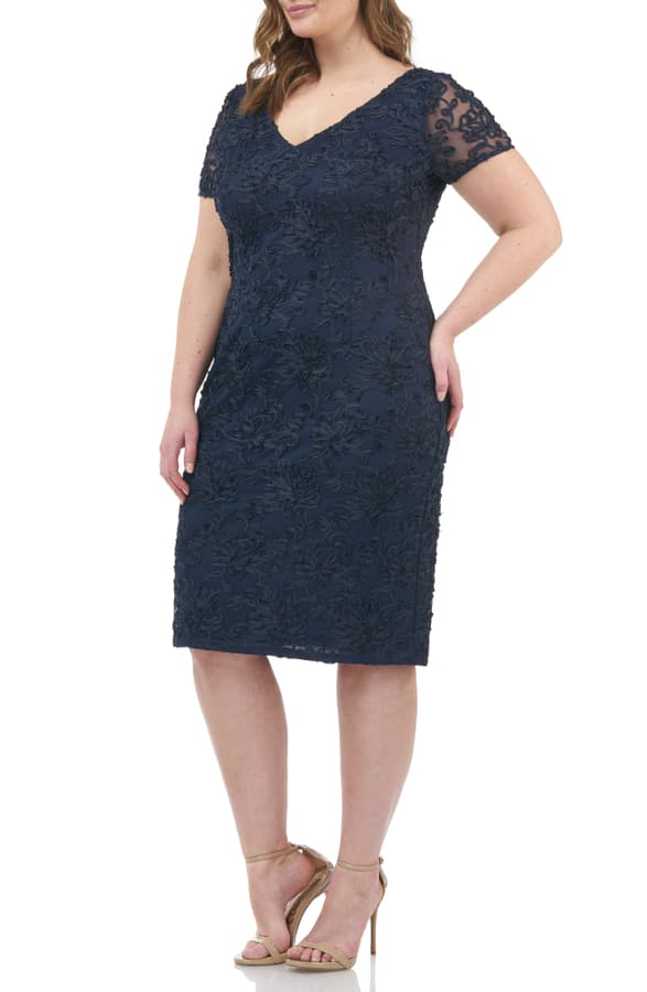 js collections soutache embroidered sheath gown