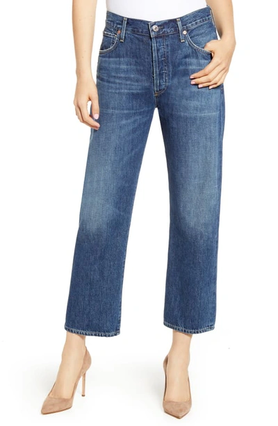 Shop Citizens Of Humanity Emery High Waist Relaxed Crop Jeans In Blue Rose