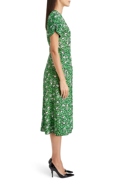 Shop Marc Jacobs The Sofia Loves The 40s Silk Midi Dress In Green Multi