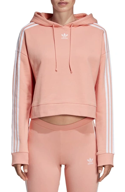 Shop Adidas Originals Crop Hoodie In Dust Pink