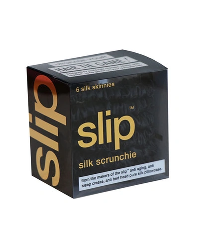 Shop Slip Silk Pure Silk Skinny Scrunchies, 6-pack In Black