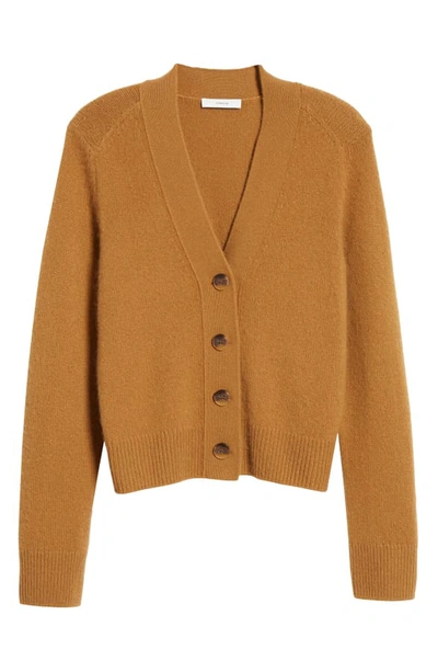 Shop Vince Shrunken Fit Button Front Cashmere Cardigan In Teakwood