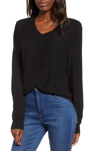 Shop Wildfox Baggy Beach V-neck Top In Jet Black