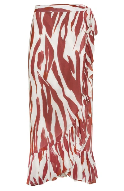 Shop Anine Bing Lucky Wrap Midi Skirt In Zebra